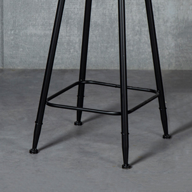 Industrial Armless Backrest Counter Stool Steel Cafe Bar Stool with Velvet Cushion
