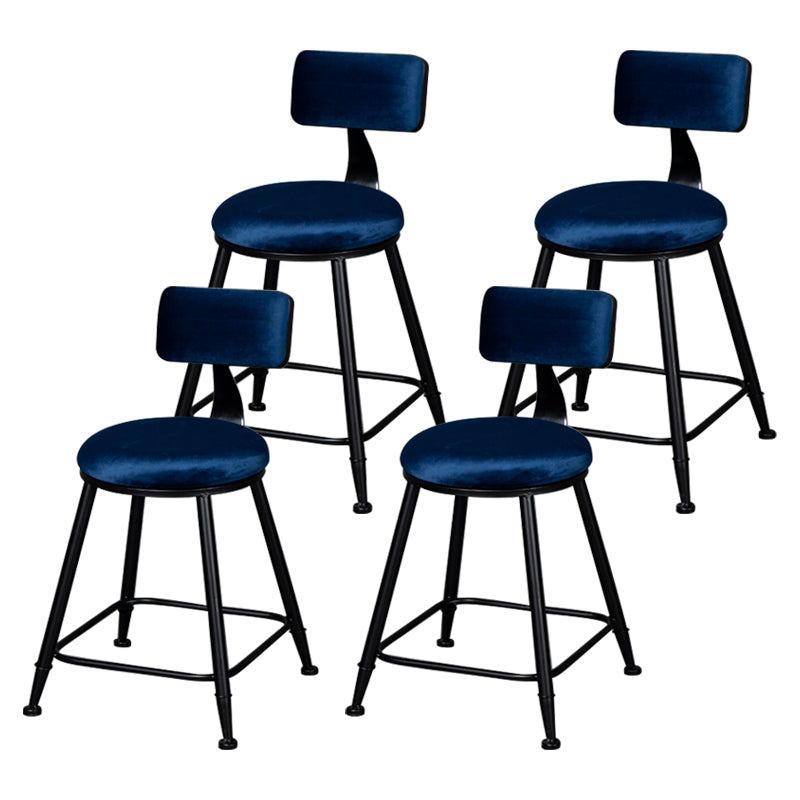 Industrial Armless Backrest Counter Stool Steel Cafe Bar Stool with Velvet Cushion
