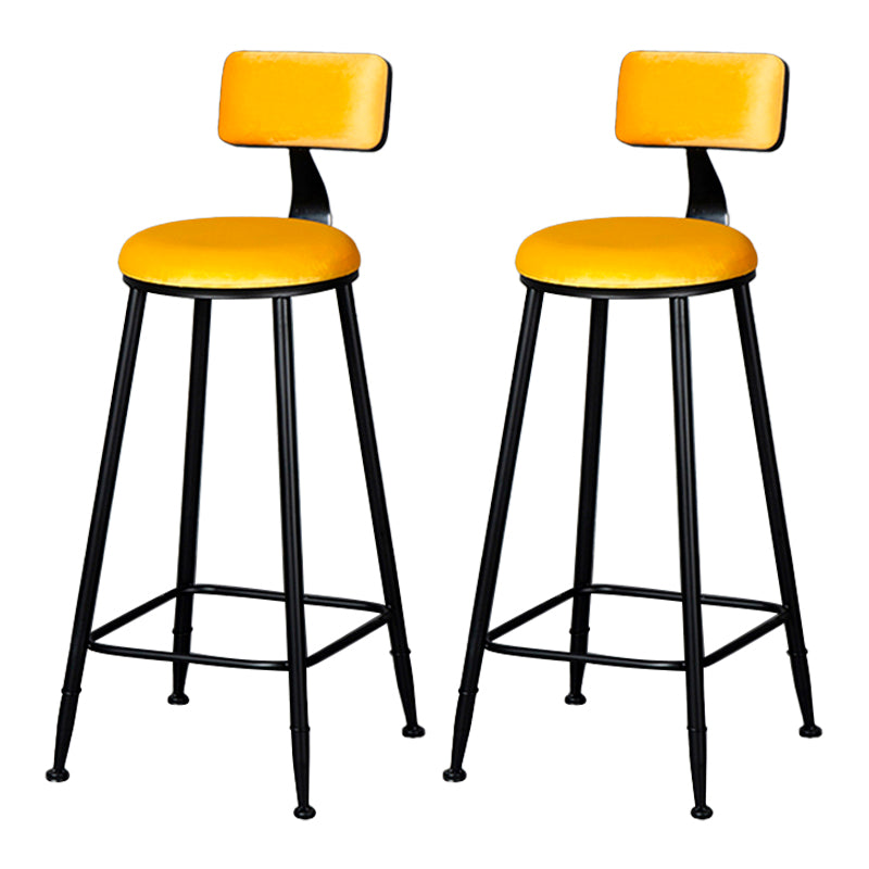 Industrial Armless Backrest Counter Stool Steel Cafe Bar Stool with Velvet Cushion