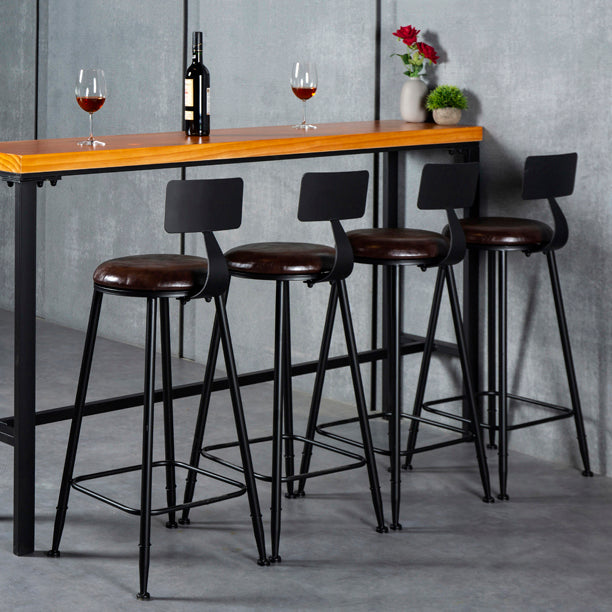 Industrial Armless Backrest Counter Stool Steel Cafe Bar Stool with Velvet Cushion