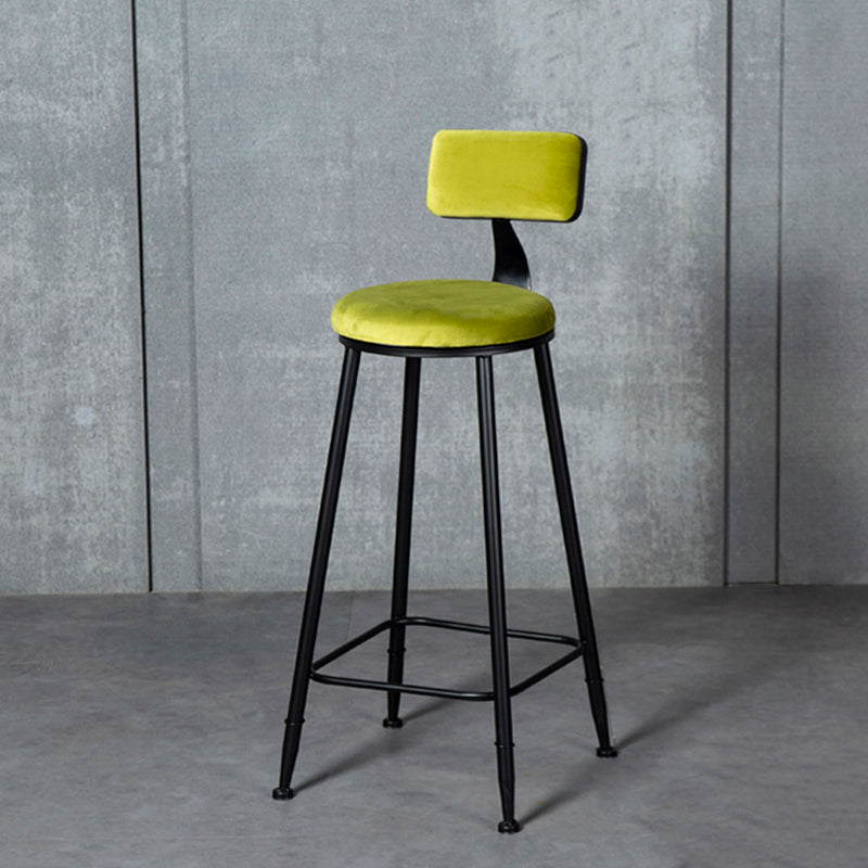 Industrial Armless Backrest Counter Stool Steel Cafe Bar Stool with Velvet Cushion