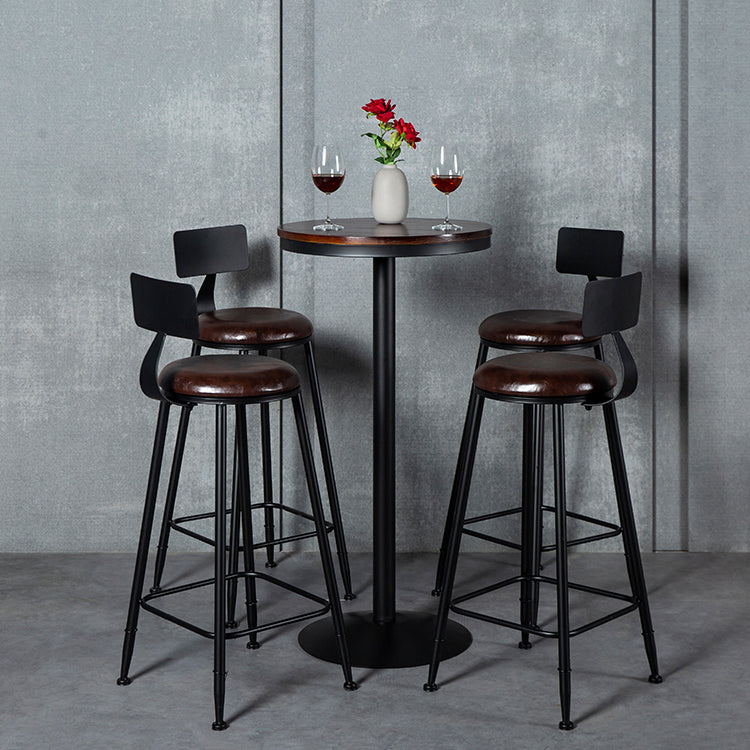 Industrial Armless Backrest Counter Stool Steel Cafe Bar Stool with Velvet Cushion