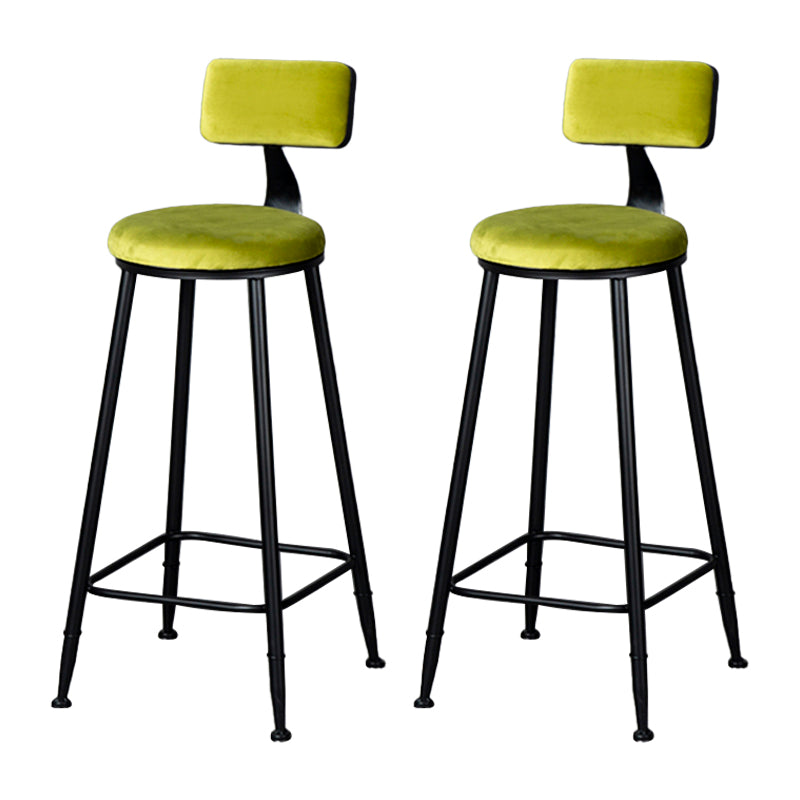 Industrial Armless Backrest Counter Stool Steel Cafe Bar Stool with Velvet Cushion