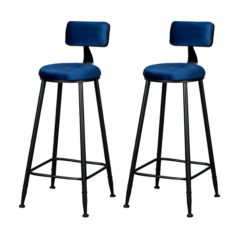 Industrial Armless Backrest Counter Stool Steel Cafe Bar Stool with Velvet Cushion