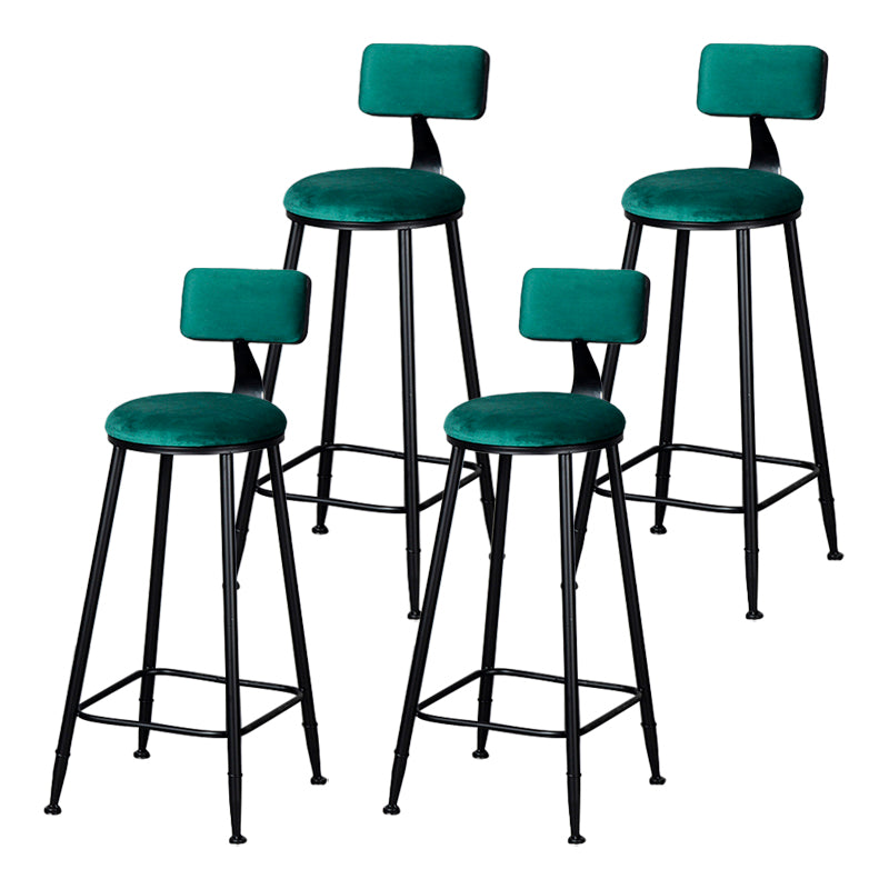 Industrial Armless Backrest Counter Stool Steel Cafe Bar Stool with Velvet Cushion