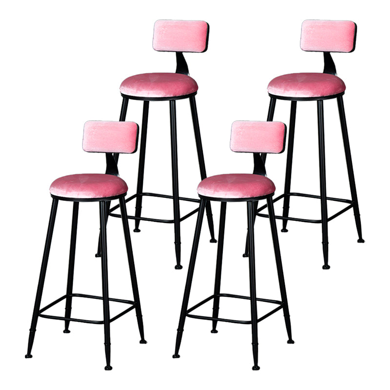 Industrial Armless Backrest Counter Stool Steel Cafe Bar Stool with Velvet Cushion