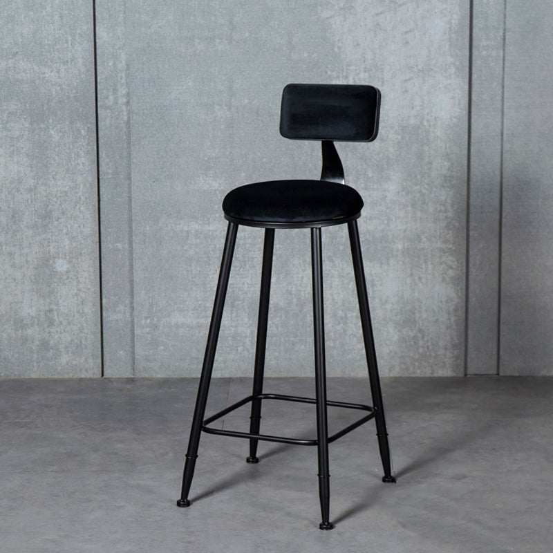 Industrial Armless Backrest Counter Stool Steel Cafe Bar Stool with Velvet Cushion