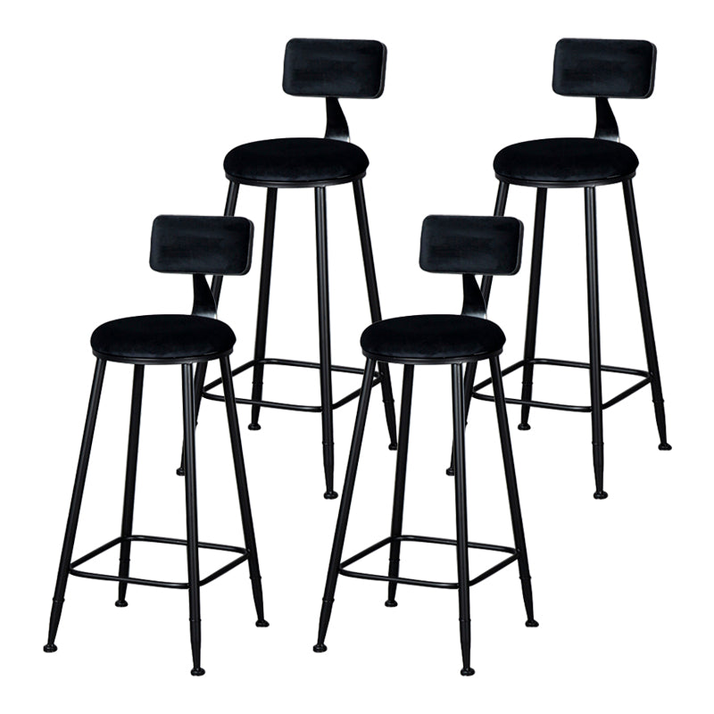 Industrial Armless Backrest Counter Stool Steel Cafe Bar Stool with Velvet Cushion