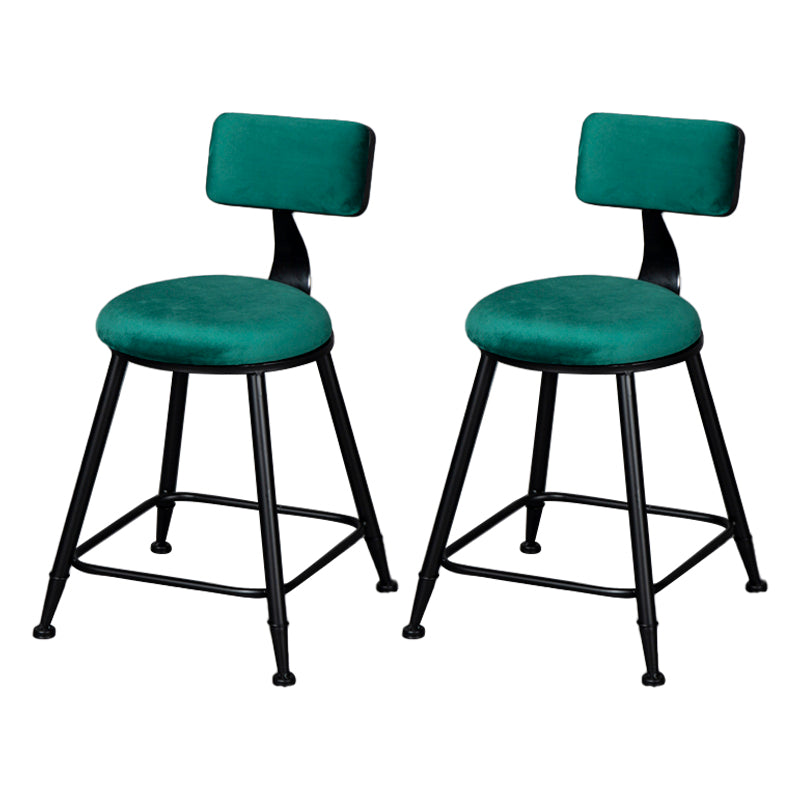 Industrial Armless Backrest Counter Stool Steel Cafe Bar Stool with Velvet Cushion