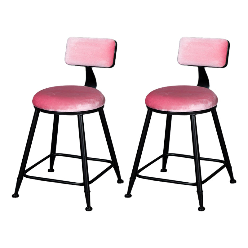Industrial Armless Backrest Counter Stool Steel Cafe Bar Stool with Velvet Cushion