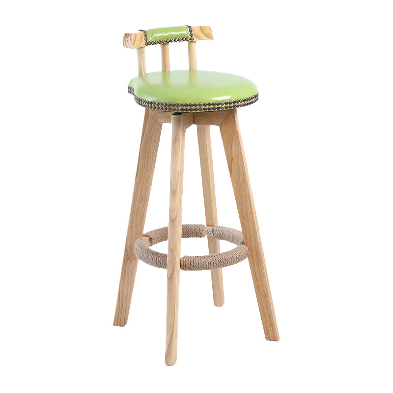 Modern Rotatable Backrest Counter Stool Wood Cafe Bar Stool with Leather Cushion and Pedal