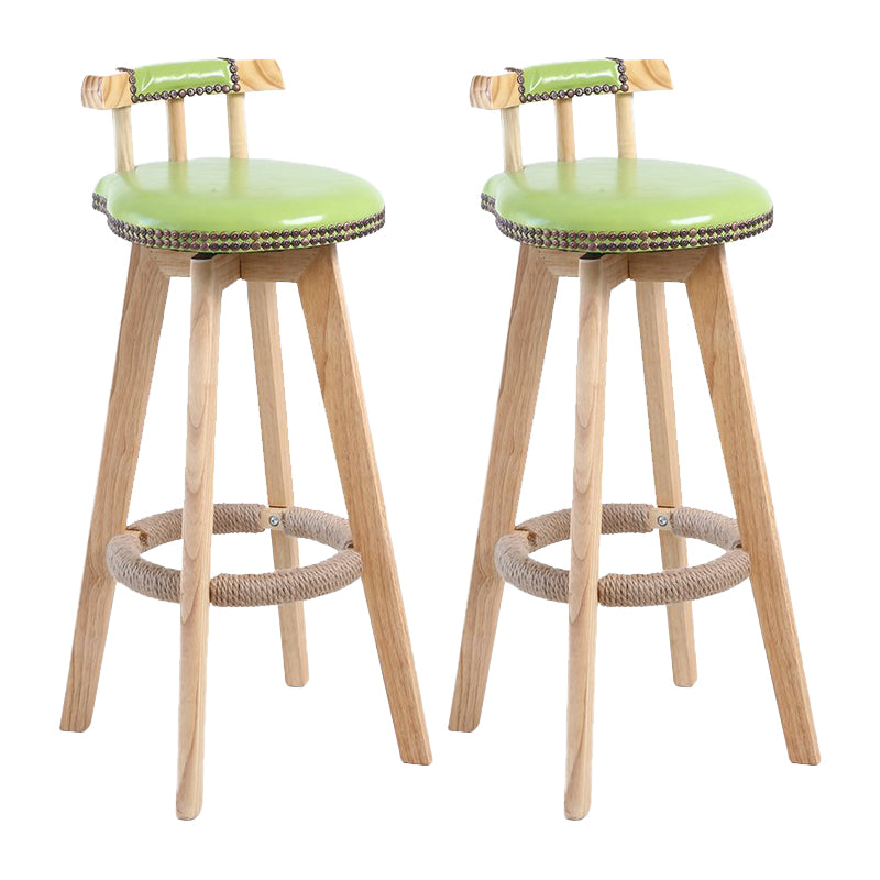 Modern Rotatable Backrest Counter Stool Wood Cafe Bar Stool with Leather Cushion and Pedal