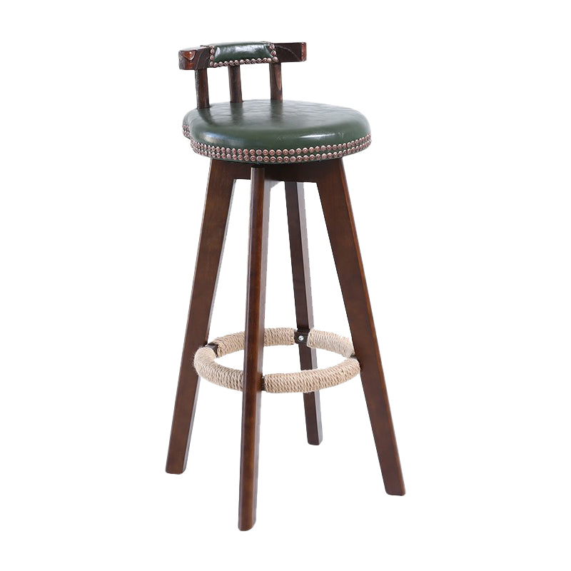 Modern Rotatable Backrest Counter Stool Wood Cafe Bar Stool with Leather Cushion and Pedal