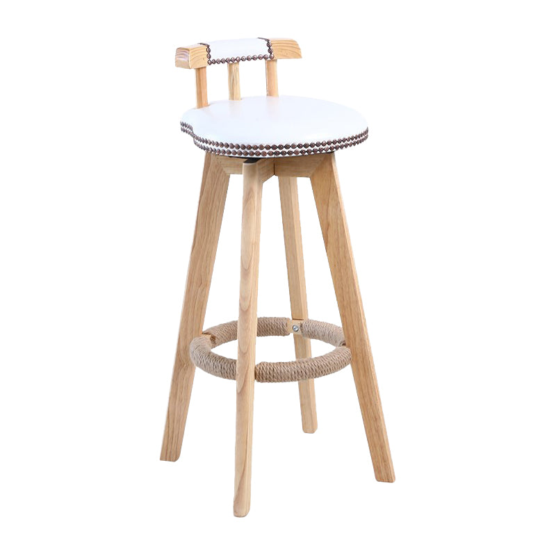 Modern Rotatable Backrest Counter Stool Wood Cafe Bar Stool with Leather Cushion and Pedal