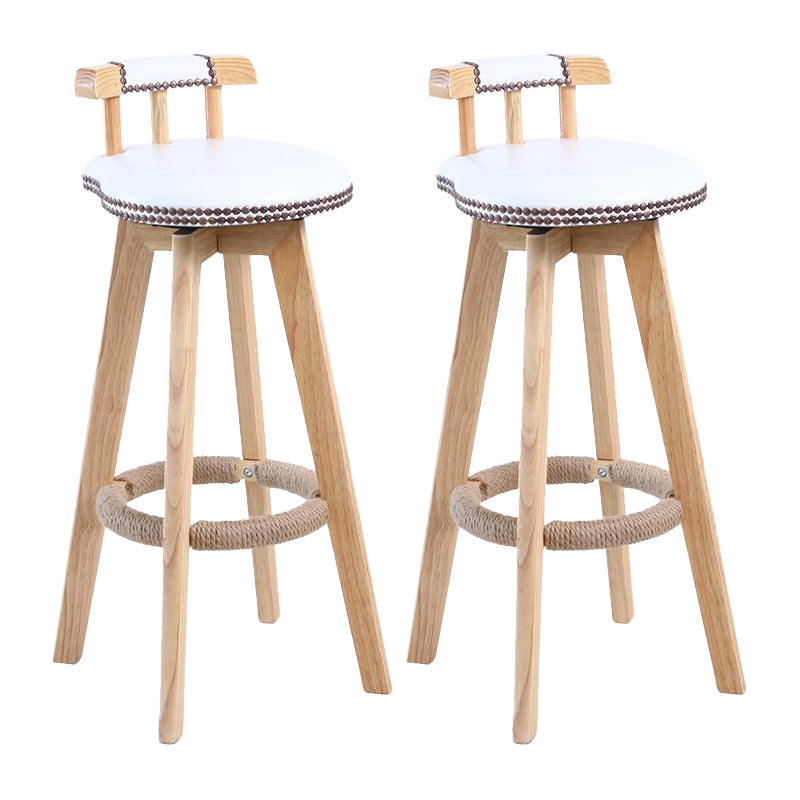 Modern Rotatable Backrest Counter Stool Wood Cafe Bar Stool with Leather Cushion and Pedal