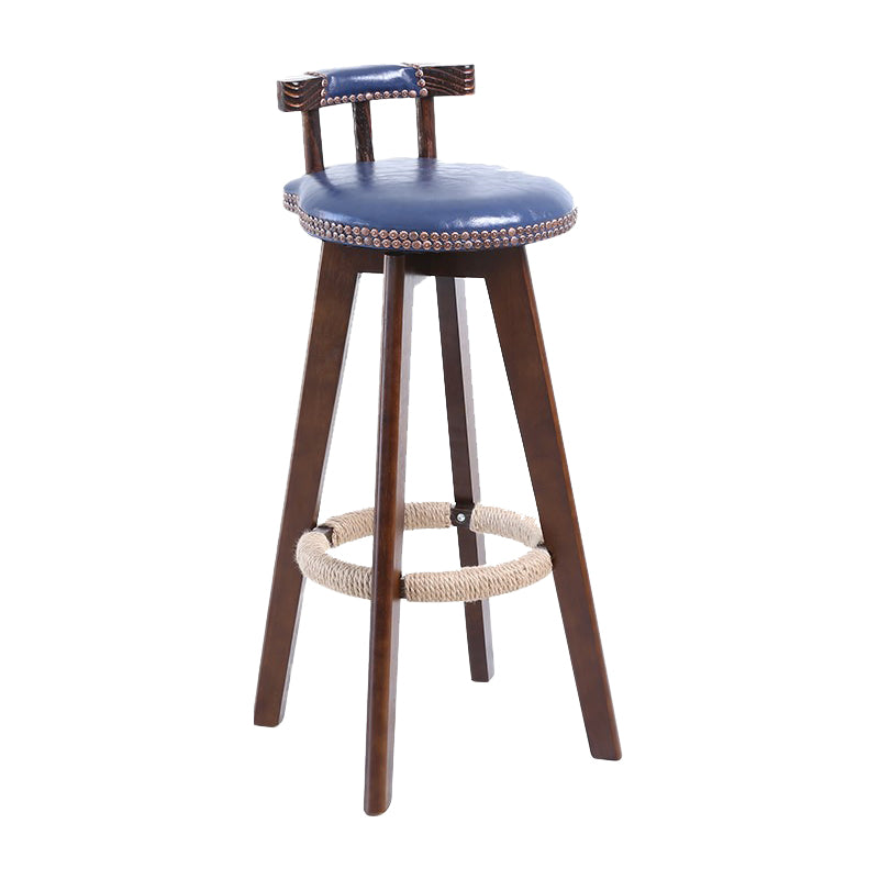 Modern Rotatable Backrest Counter Stool Wood Cafe Bar Stool with Leather Cushion and Pedal