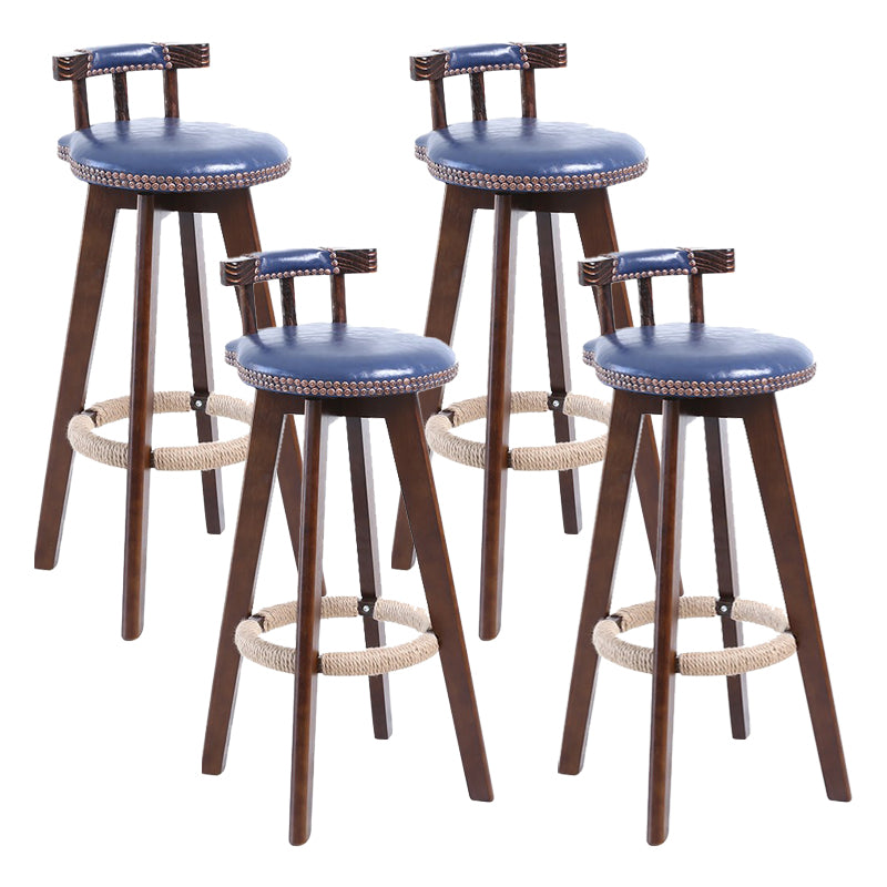 Modern Rotatable Backrest Counter Stool Wood Cafe Bar Stool with Leather Cushion and Pedal