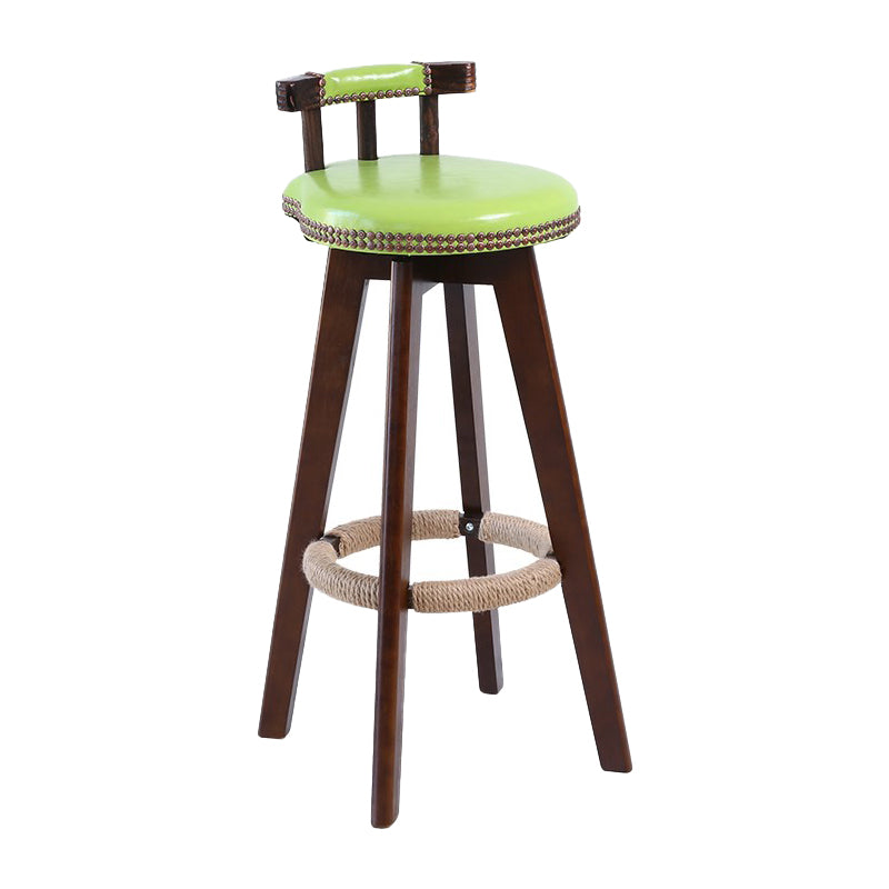 Modern Rotatable Backrest Counter Stool Wood Cafe Bar Stool with Leather Cushion and Pedal