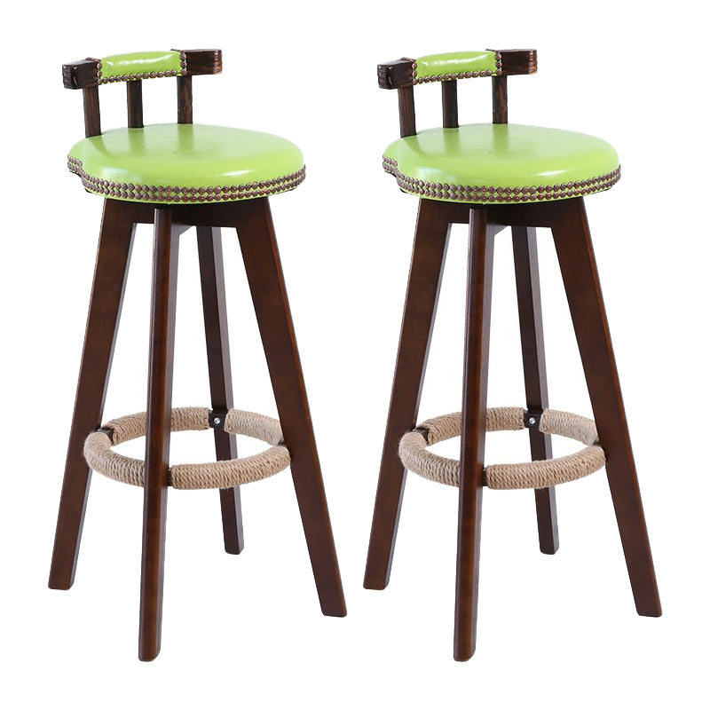 Modern Rotatable Backrest Counter Stool Wood Cafe Bar Stool with Leather Cushion and Pedal