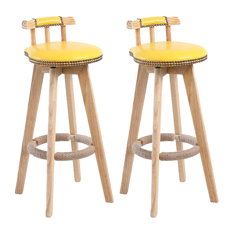Modern Rotatable Backrest Counter Stool Wood Cafe Bar Stool with Leather Cushion and Pedal