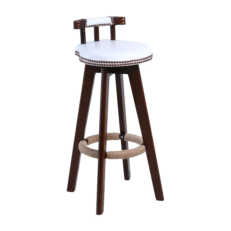 Modern Rotatable Backrest Counter Stool Wood Cafe Bar Stool with Leather Cushion and Pedal