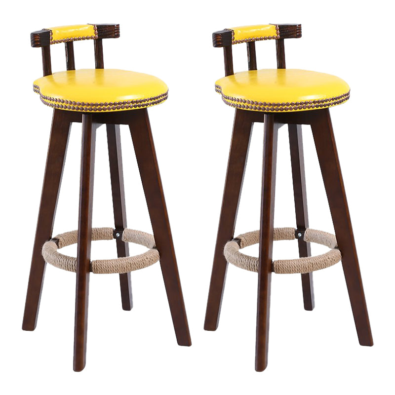 Modern Rotatable Backrest Counter Stool Wood Cafe Bar Stool with Leather Cushion and Pedal