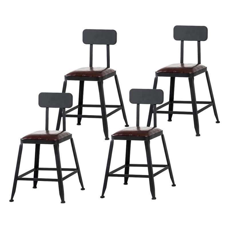 Industrial Armless Backrest Counter Stool Iron Cafe Bar Stool with Leather Cushion