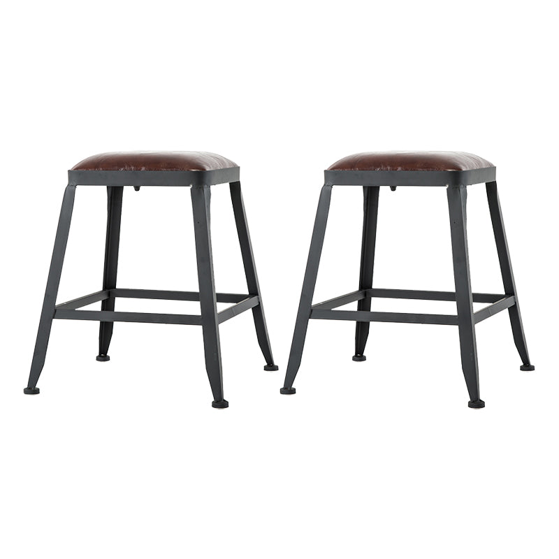 Industrial Armless Backrest Counter Stool Iron Cafe Bar Stool with Leather Cushion