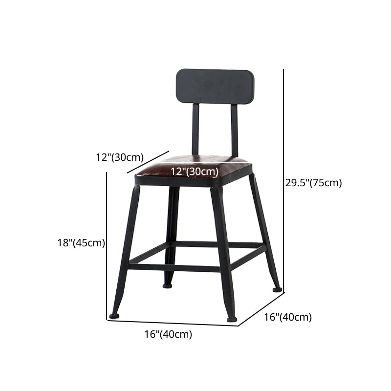 Industrial Armless Backrest Counter Stool Iron Cafe Bar Stool with Leather Cushion