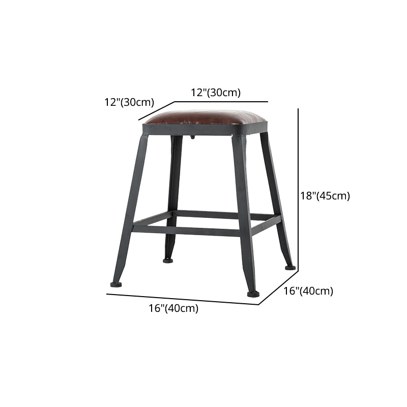 Industrial Armless Backrest Counter Stool Iron Cafe Bar Stool with Leather Cushion