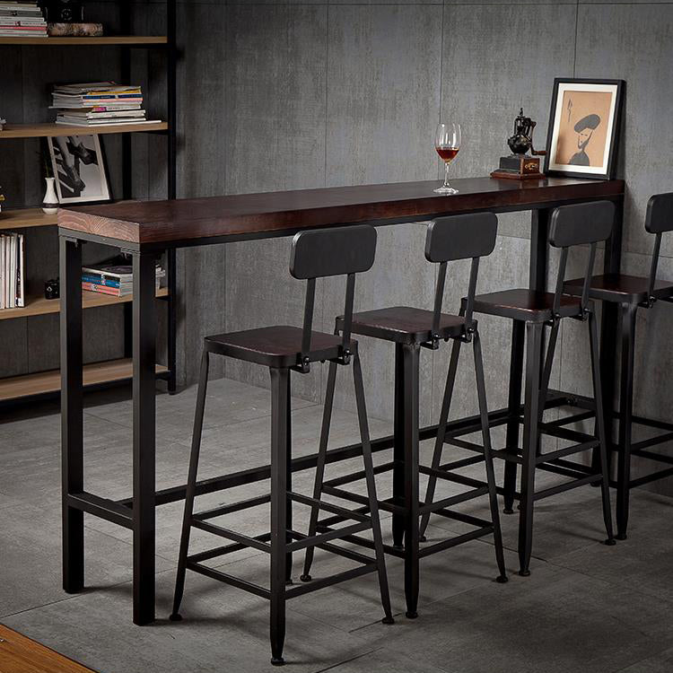 Industrial Armless Counter Stool Iron Cafe Bar Stool with Leather Cushion and Pedal