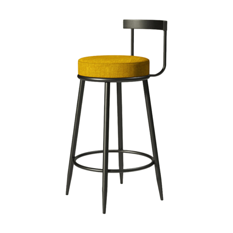 Industrial Armless Backrest Counter Stool Iron Cafe Bar Stool with Cushion and Pedal
