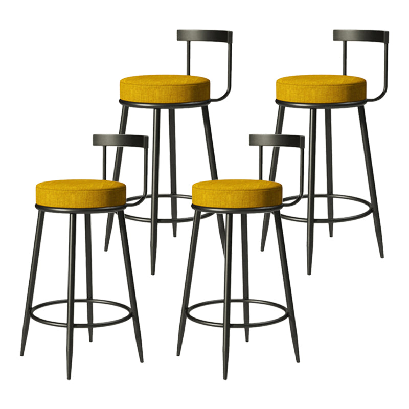 Industrial Armless Backrest Counter Stool Iron Cafe Bar Stool with Cushion and Pedal