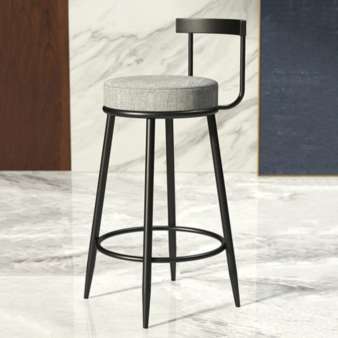 Industrial Armless Backrest Counter Stool Iron Cafe Bar Stool with Cushion and Pedal