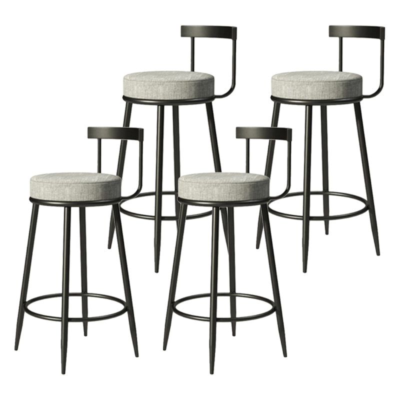 Industrial Armless Backrest Counter Stool Iron Cafe Bar Stool with Cushion and Pedal