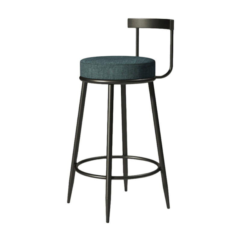 Industrial Armless Backrest Counter Stool Iron Cafe Bar Stool with Cushion and Pedal