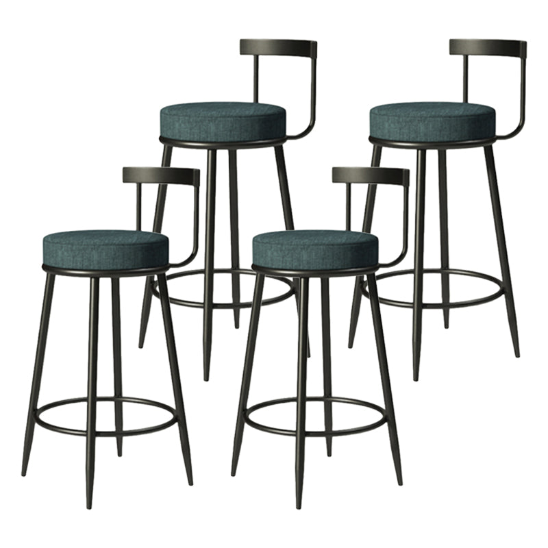 Industrial Armless Backrest Counter Stool Iron Cafe Bar Stool with Cushion and Pedal