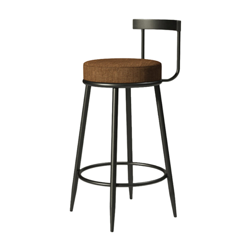 Industrial Armless Backrest Counter Stool Iron Cafe Bar Stool with Cushion and Pedal