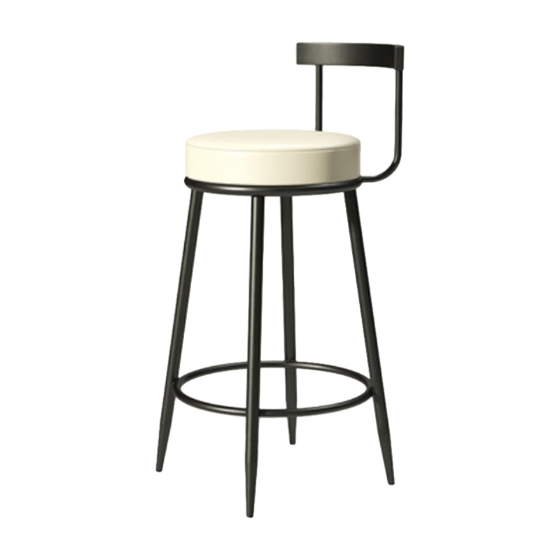 Industrial Armless Backrest Counter Stool Iron Cafe Bar Stool with Cushion and Pedal