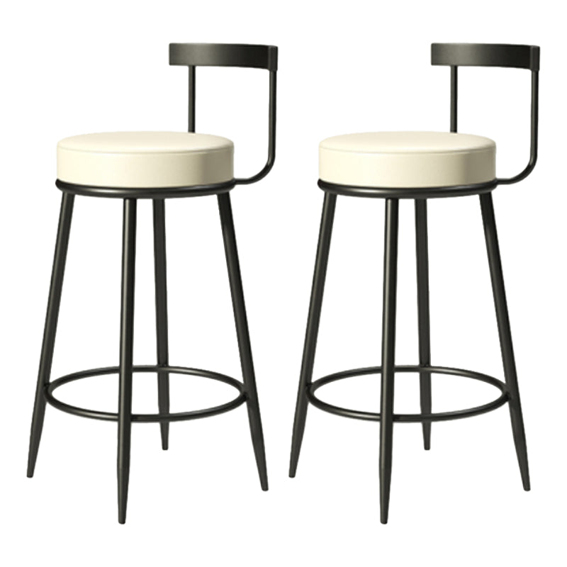 Industrial Armless Backrest Counter Stool Iron Cafe Bar Stool with Cushion and Pedal
