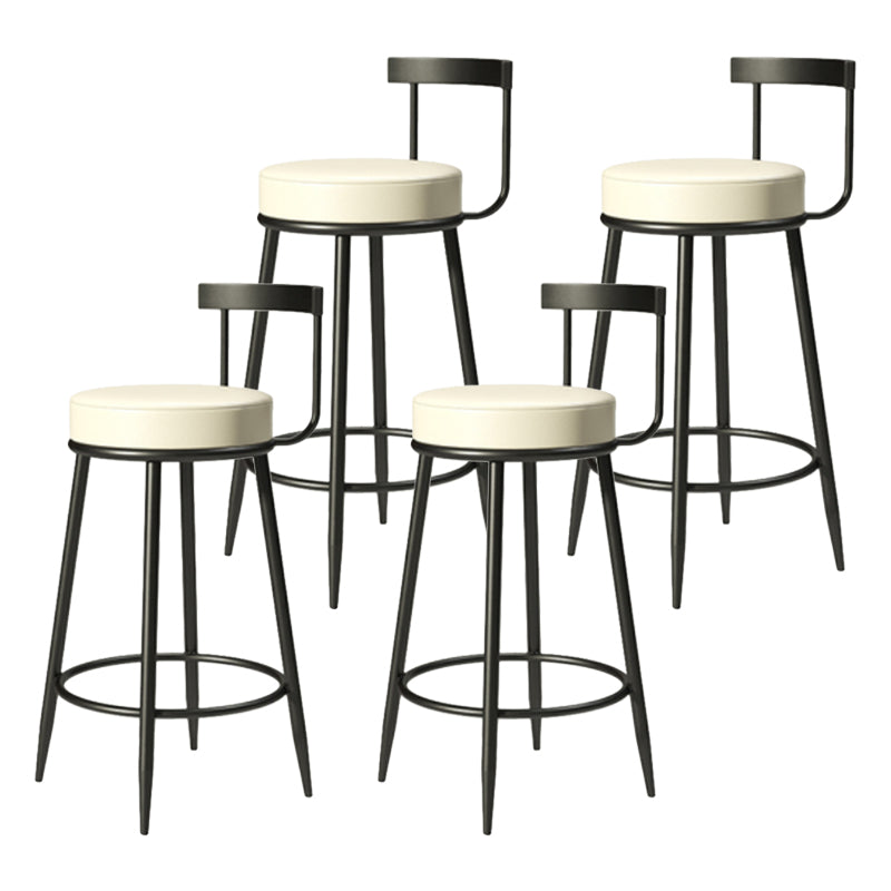 Industrial Armless Backrest Counter Stool Iron Cafe Bar Stool with Cushion and Pedal