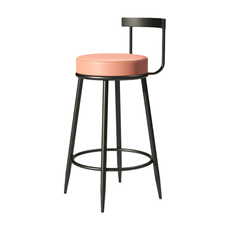 Industrial Armless Backrest Counter Stool Iron Cafe Bar Stool with Cushion and Pedal
