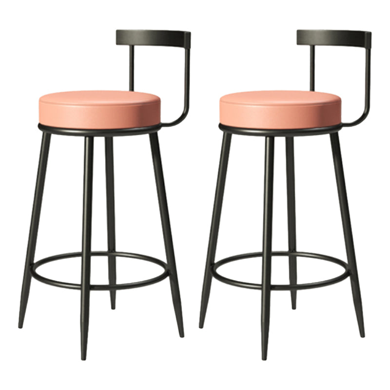 Industrial Armless Backrest Counter Stool Iron Cafe Bar Stool with Cushion and Pedal