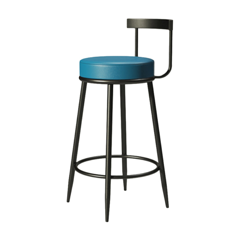 Industrial Armless Backrest Counter Stool Iron Cafe Bar Stool with Cushion and Pedal