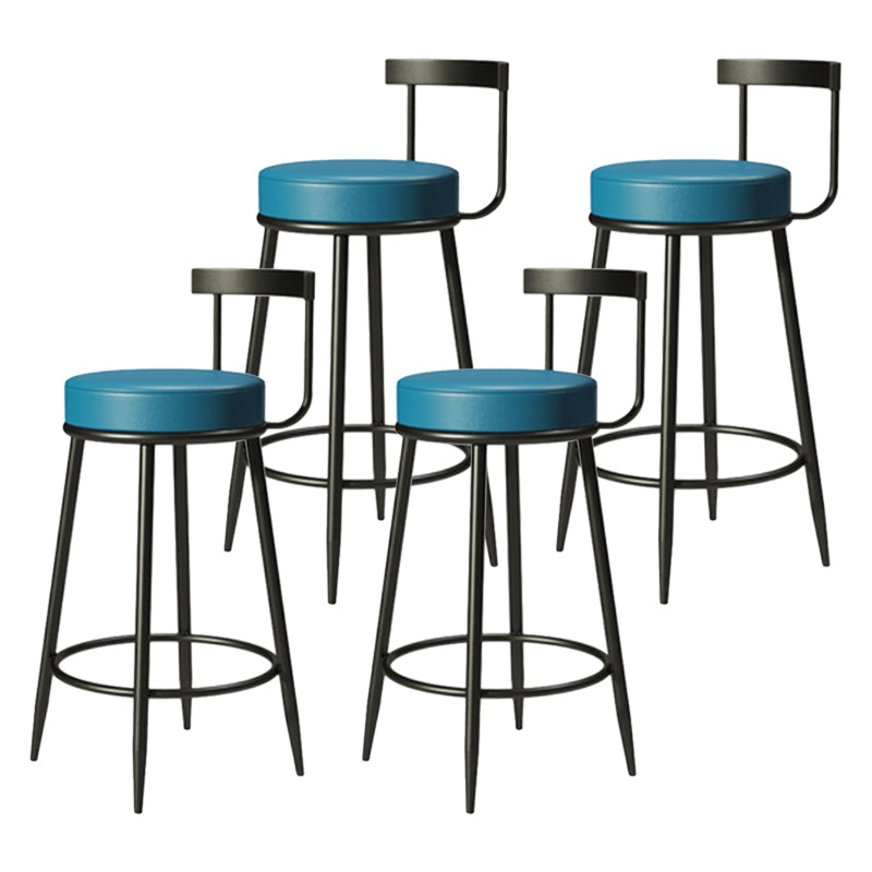 Industrial Armless Backrest Counter Stool Iron Cafe Bar Stool with Cushion and Pedal