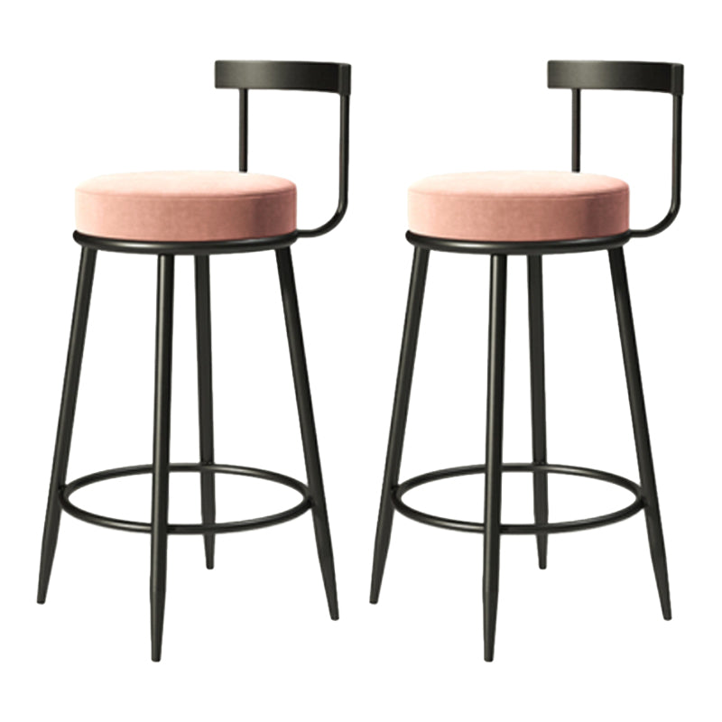 Industrial Armless Backrest Counter Stool Iron Cafe Bar Stool with Cushion and Pedal