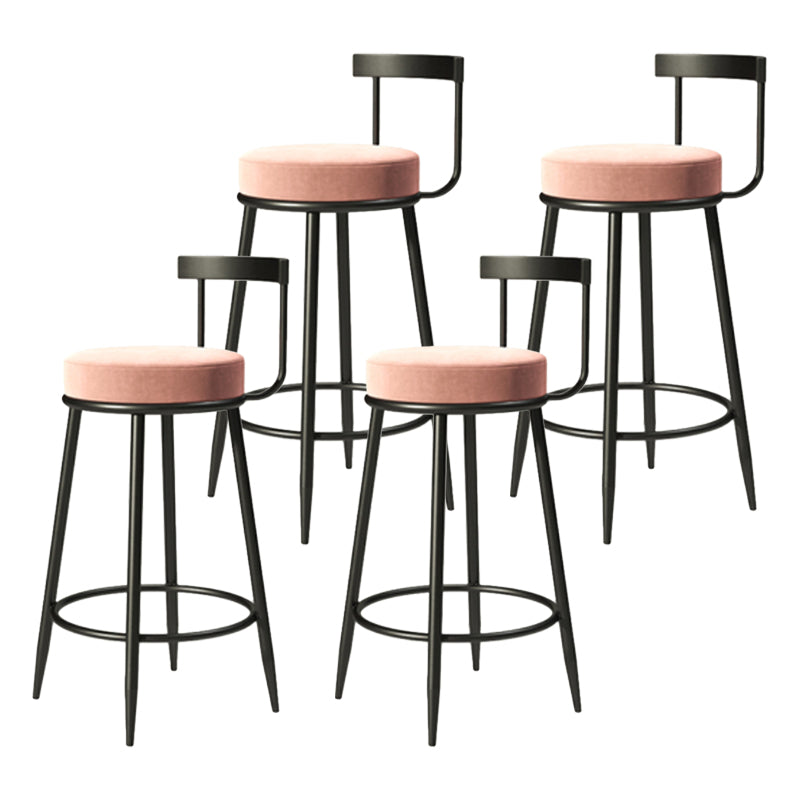 Industrial Armless Backrest Counter Stool Iron Cafe Bar Stool with Cushion and Pedal