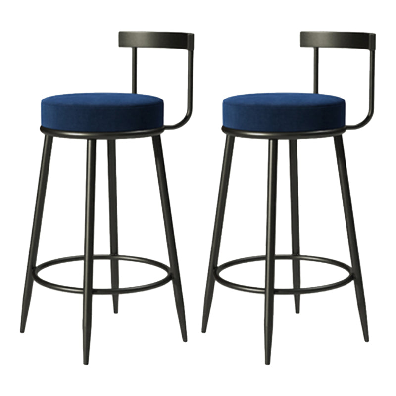 Industrial Armless Backrest Counter Stool Iron Cafe Bar Stool with Cushion and Pedal