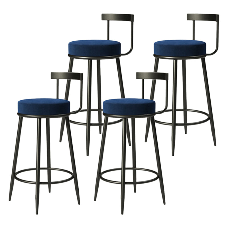 Industrial Armless Backrest Counter Stool Iron Cafe Bar Stool with Cushion and Pedal