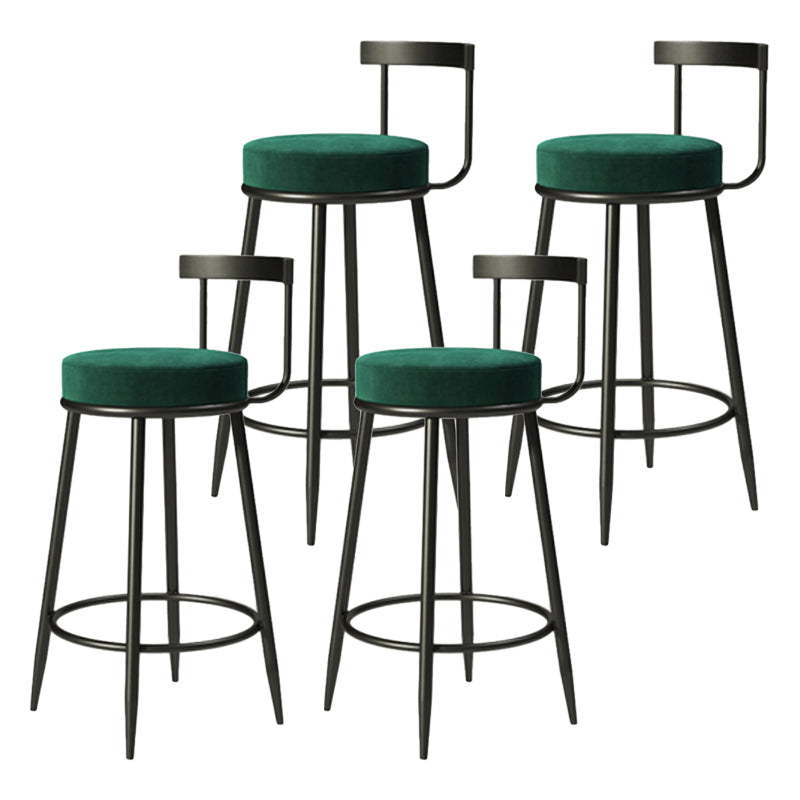 Industrial Armless Backrest Counter Stool Iron Cafe Bar Stool with Cushion and Pedal